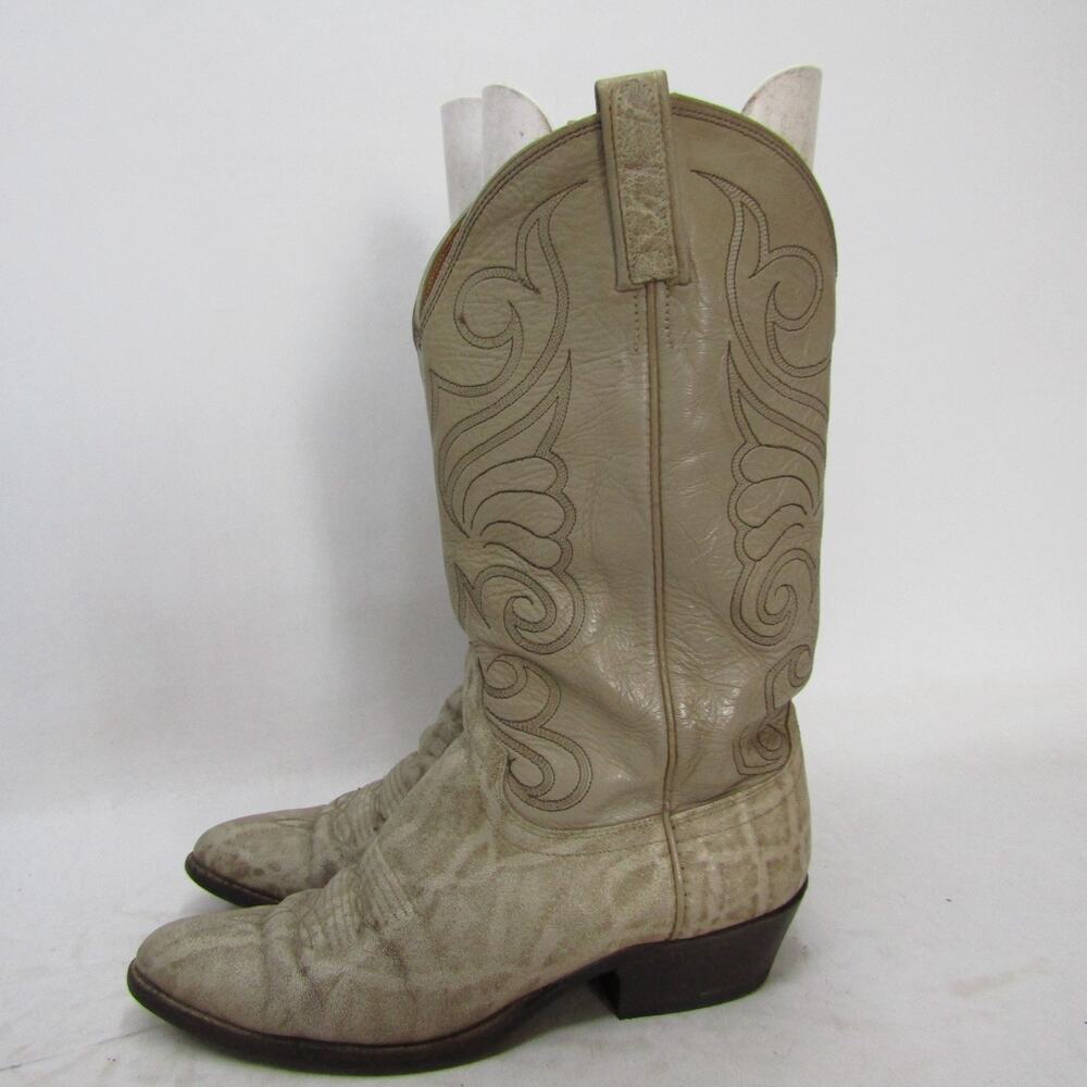 Dan Post Mens Size 9 D Beige Leather Western Cowboy Boots